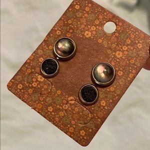 NEW! Faux Druzy Moonstone Stud Earrings Set